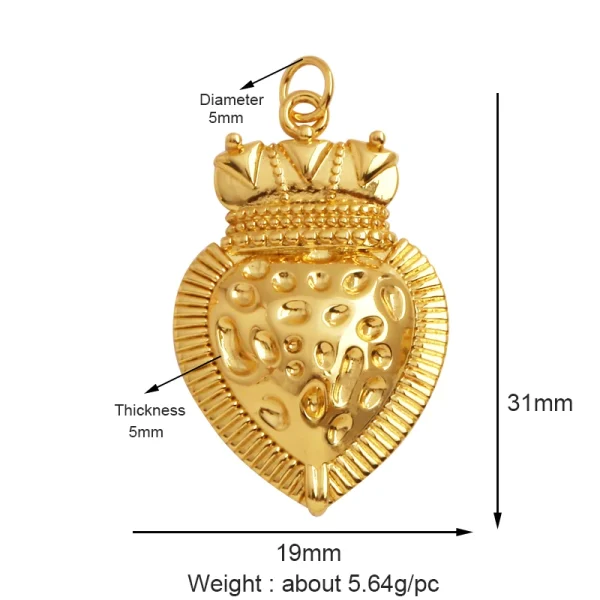 New in Sacred Red Heart Charm Victorian Love Zircon Charm Pendant,Fashion Wing 18K Gold Plated for Jewelry Making Supplies P04 - Image 28