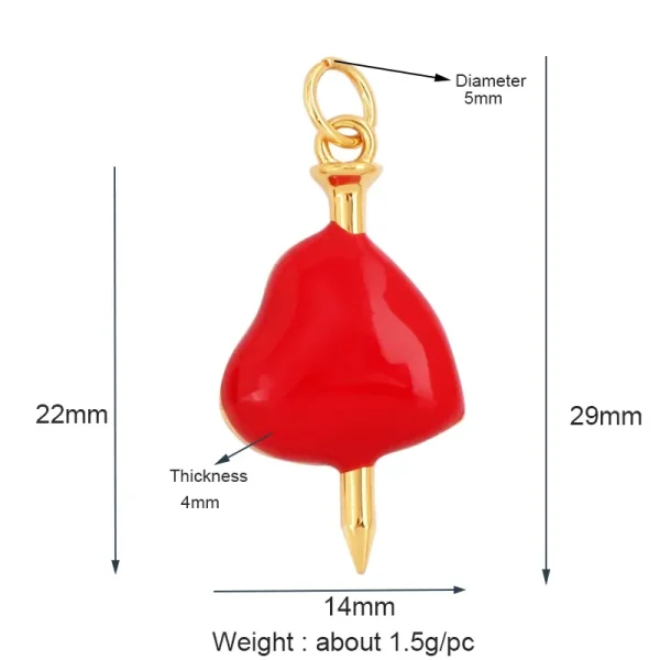New in Sacred Red Heart Charm Victorian Love Zircon Charm Pendant,Fashion Wing 18K Gold Plated for Jewelry Making Supplies P04 - Image 22