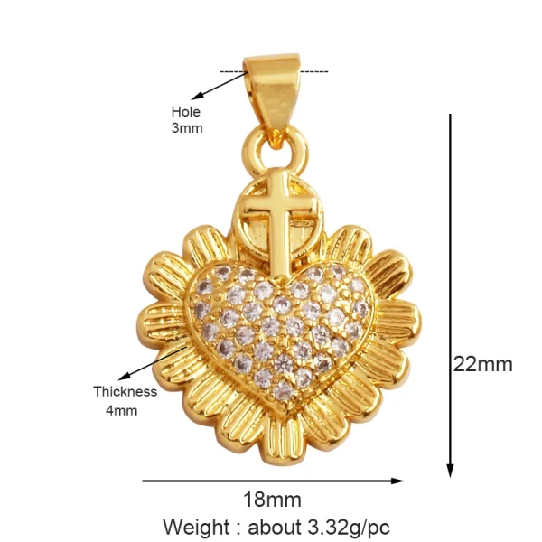 New in Sacred Red Heart Charm Victorian Love Zircon Charm Pendant,Fashion Wing 18K Gold Plated for Jewelry Making Supplies P04 - Image 35