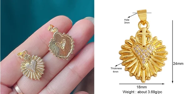 New in Sacred Red Heart Charm Victorian Love Zircon Charm Pendant,Fashion Wing 18K Gold Plated for Jewelry Making Supplies P04 - Image 45