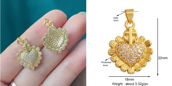 New in Sacred Red Heart Charm Victorian Love Zircon Charm Pendant,Fashion Wing 18K Gold Plated for Jewelry Making Supplies P04 - Image 48