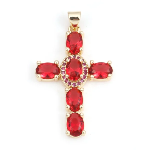 1 Piece Copper Religious Cross Pendants Gold Color Metal Charms For DIY Making Necklace Bracelets Jewelry Findings 4cm x 2.3cm - Image 7