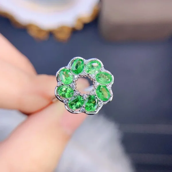 ZECAA 925 Tsavorite Jewelry Woman Tsavorite Ring With Natural Tsavorite Stone 3*4mm S925 Silver Tsavorite Ring - Image 4
