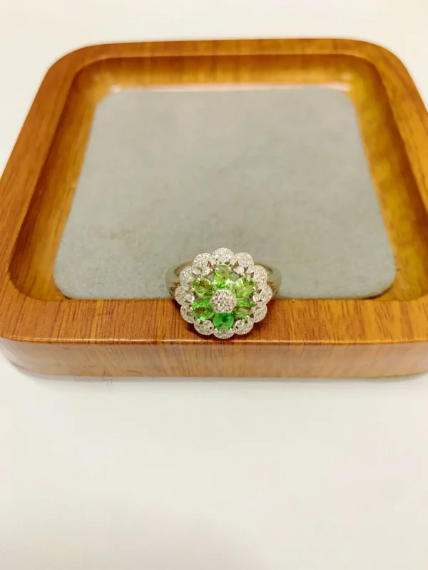 ZECAA Best Seller Tsavorite Fine Jewelry Woman Tsavorite Ring With Natural Tsavorite Gemstone 3*4mm Lady Tsavorite Jewelry Ring - Image 4
