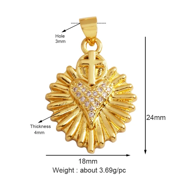 New in Sacred Red Heart Charm Victorian Love Zircon Charm Pendant,Fashion Wing 18K Gold Plated for Jewelry Making Supplies P04 - Image 33