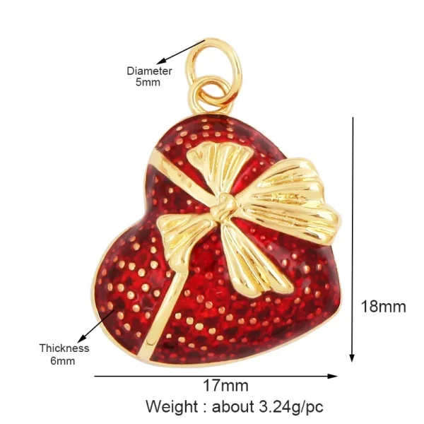 New in Sacred Red Heart Charm Victorian Love Zircon Charm Pendant,Fashion Wing 18K Gold Plated for Jewelry Making Supplies P04 - Image 37