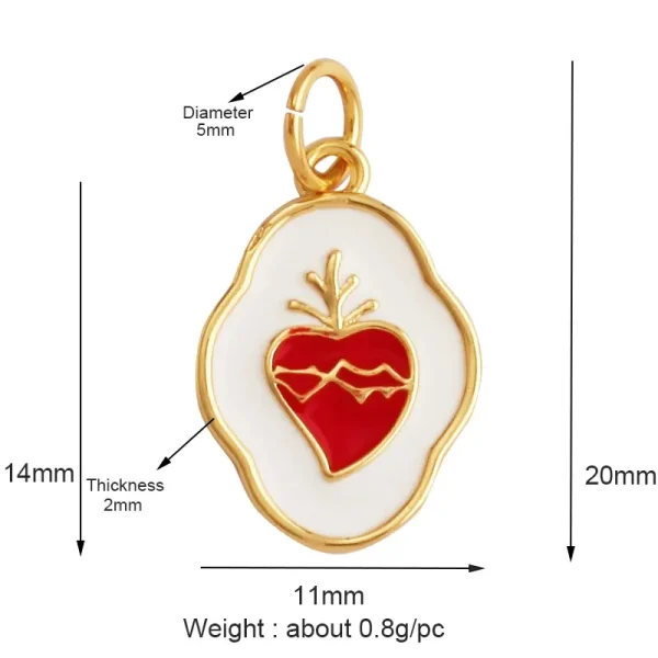 New in Sacred Red Heart Charm Victorian Love Zircon Charm Pendant,Fashion Wing 18K Gold Plated for Jewelry Making Supplies P04 - Image 18