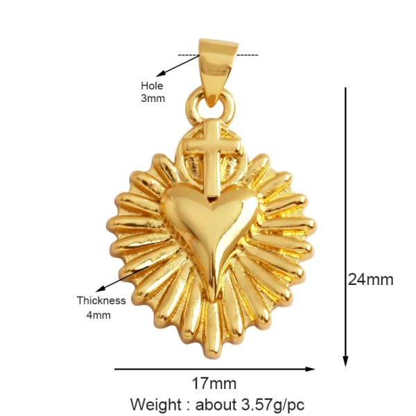 New in Sacred Red Heart Charm Victorian Love Zircon Charm Pendant,Fashion Wing 18K Gold Plated for Jewelry Making Supplies P04 - Image 29