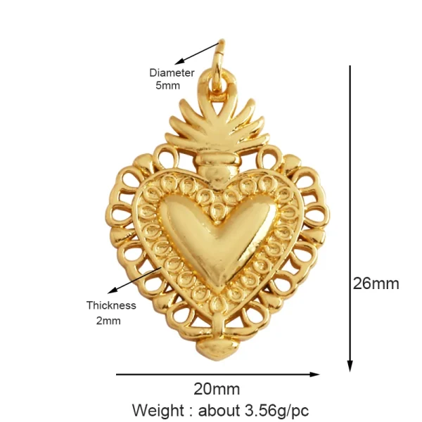 New in Sacred Red Heart Charm Victorian Love Zircon Charm Pendant,Fashion Wing 18K Gold Plated for Jewelry Making Supplies P04 - Image 25