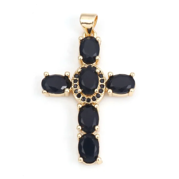 1 Piece Copper Religious Cross Pendants Gold Color Metal Charms For DIY Making Necklace Bracelets Jewelry Findings 4cm x 2.3cm - Image 8