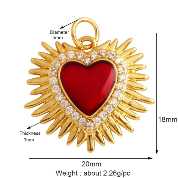 New in Sacred Red Heart Charm Victorian Love Zircon Charm Pendant,Fashion Wing 18K Gold Plated for Jewelry Making Supplies P04 - Image 21
