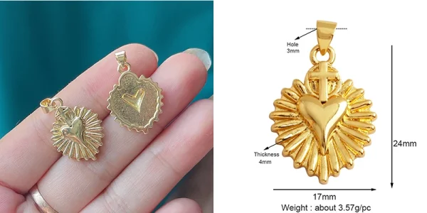 New in Sacred Red Heart Charm Victorian Love Zircon Charm Pendant,Fashion Wing 18K Gold Plated for Jewelry Making Supplies P04 - Image 46
