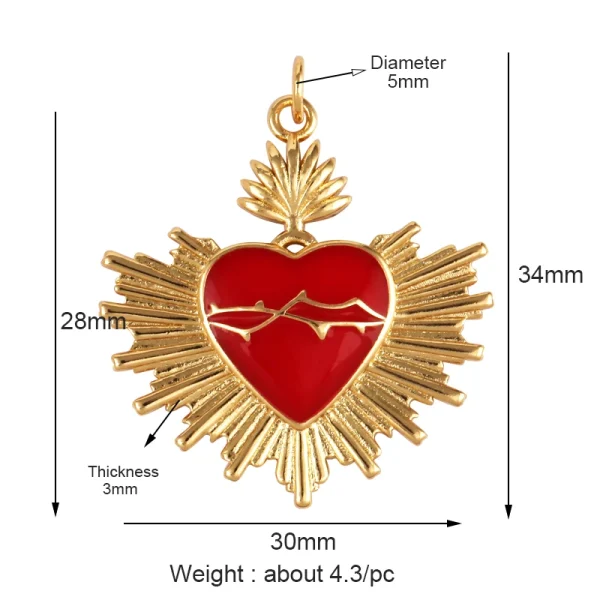 New in Sacred Red Heart Charm Victorian Love Zircon Charm Pendant,Fashion Wing 18K Gold Plated for Jewelry Making Supplies P04 - Image 40