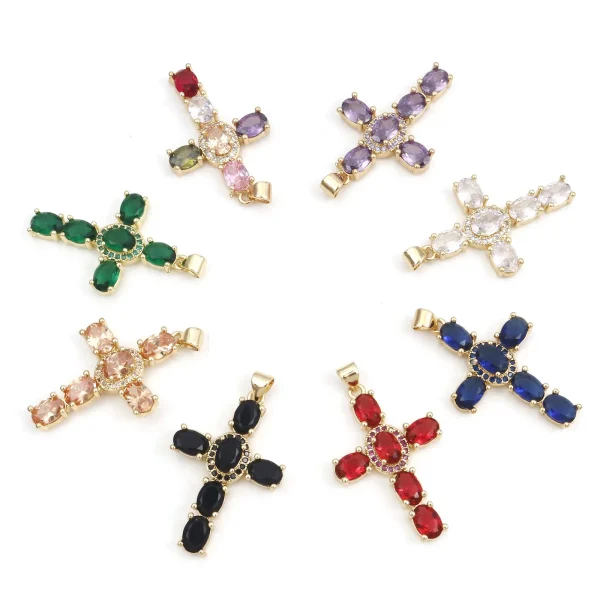 1 Piece Copper Religious Cross Pendants Gold Color Metal Charms For DIY Making Necklace Bracelets Jewelry Findings 4cm x 2.3cm - Image 6