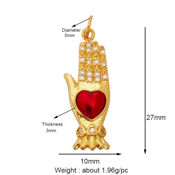 New in Sacred Red Heart Charm Victorian Love Zircon Charm Pendant,Fashion Wing 18K Gold Plated for Jewelry Making Supplies P04 - Image 24