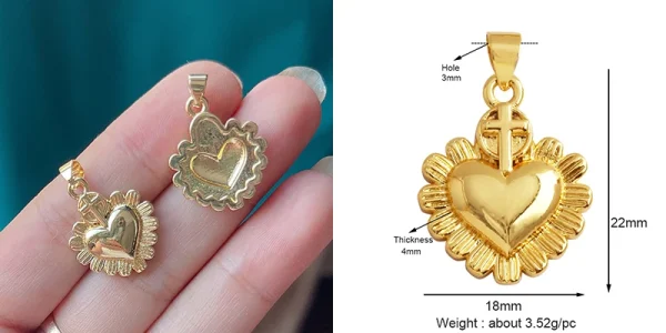 New in Sacred Red Heart Charm Victorian Love Zircon Charm Pendant,Fashion Wing 18K Gold Plated for Jewelry Making Supplies P04 - Image 47
