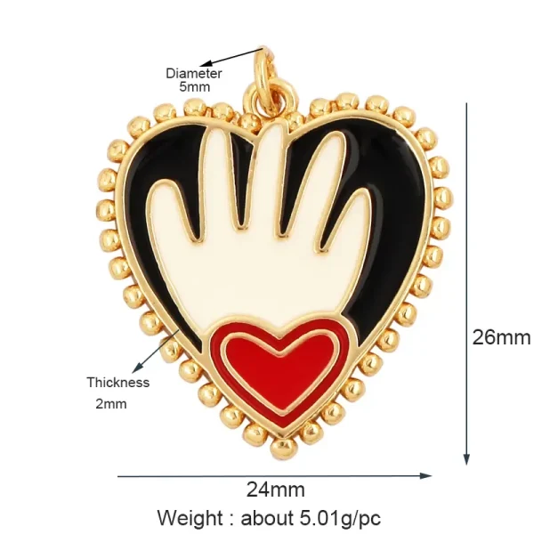 New in Sacred Red Heart Charm Victorian Love Zircon Charm Pendant,Fashion Wing 18K Gold Plated for Jewelry Making Supplies P04 - Image 12