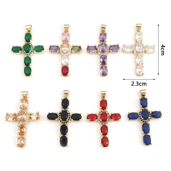 1 Piece Copper Religious Cross Pendants Gold Color Metal Charms For DIY Making Necklace Bracelets Jewelry Findings 4cm x 2.3cm - Image 3