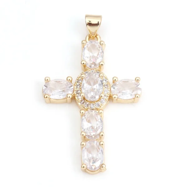 1 Piece Copper Religious Cross Pendants Gold Color Metal Charms For DIY Making Necklace Bracelets Jewelry Findings 4cm x 2.3cm - Image 10