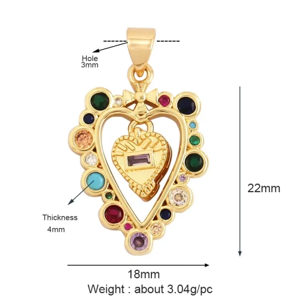 New in Sacred Red Heart Charm Victorian Love Zircon Charm Pendant,Fashion Wing 18K Gold Plated for Jewelry Making Supplies P04 - Image 9