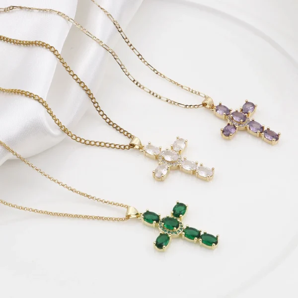 1 Piece Copper Religious Cross Pendants Gold Color Metal Charms For DIY Making Necklace Bracelets Jewelry Findings 4cm x 2.3cm - Image 5
