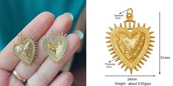 New in Sacred Red Heart Charm Victorian Love Zircon Charm Pendant,Fashion Wing 18K Gold Plated for Jewelry Making Supplies P04 - Image 56