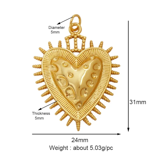 New in Sacred Red Heart Charm Victorian Love Zircon Charm Pendant,Fashion Wing 18K Gold Plated for Jewelry Making Supplies P04 - Image 32