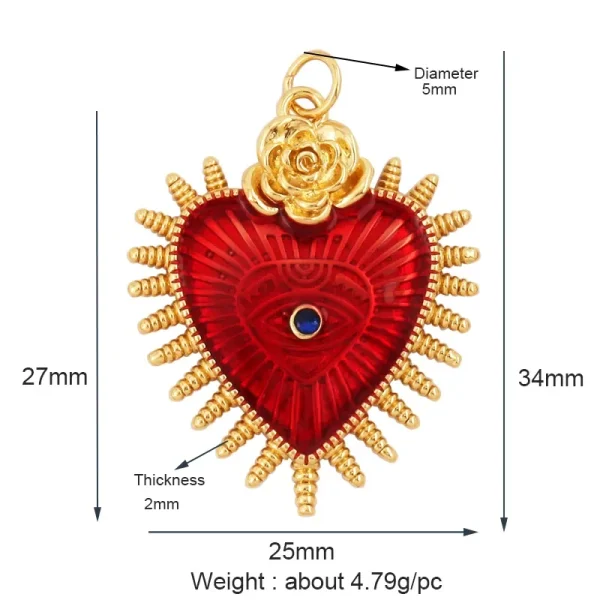 New in Sacred Red Heart Charm Victorian Love Zircon Charm Pendant,Fashion Wing 18K Gold Plated for Jewelry Making Supplies P04 - Image 20