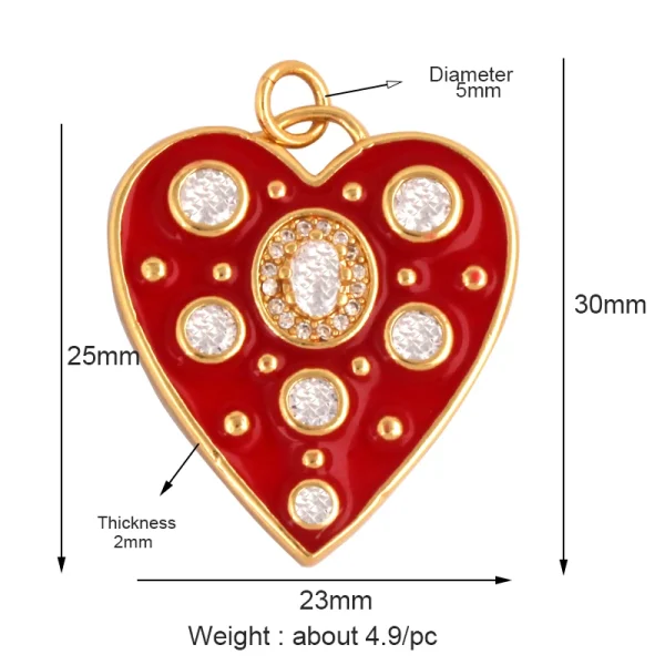 New in Sacred Red Heart Charm Victorian Love Zircon Charm Pendant,Fashion Wing 18K Gold Plated for Jewelry Making Supplies P04 - Image 39