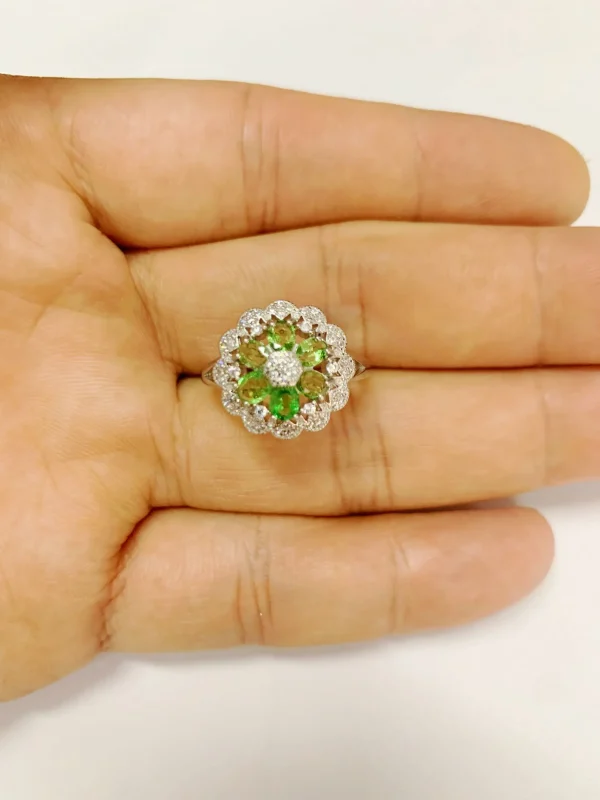 ZECAA Best Seller Tsavorite Fine Jewelry Woman Tsavorite Ring With Natural Tsavorite Gemstone 3*4mm Lady Tsavorite Jewelry Ring - Image 5