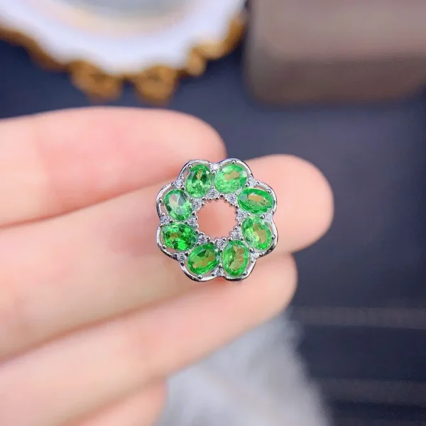 ZECAA 925 Tsavorite Jewelry Woman Tsavorite Ring With Natural Tsavorite Stone 3*4mm S925 Silver Tsavorite Ring - Image 2