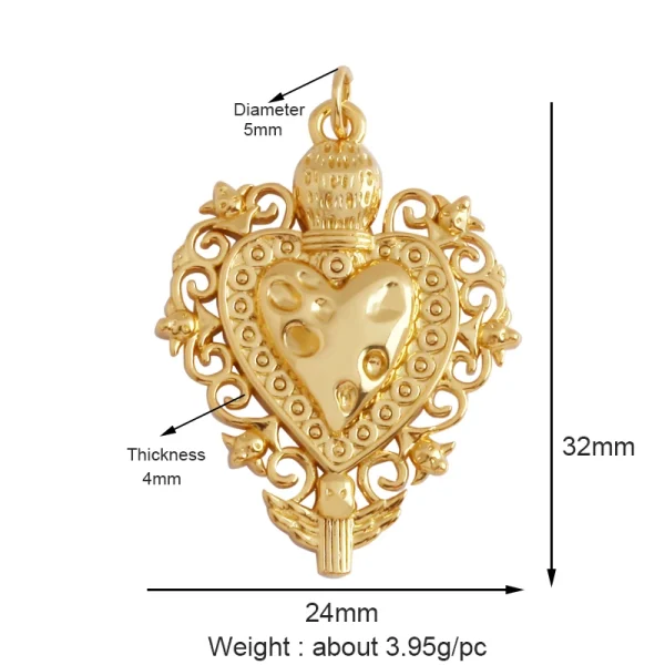 New in Sacred Red Heart Charm Victorian Love Zircon Charm Pendant,Fashion Wing 18K Gold Plated for Jewelry Making Supplies P04 - Image 17