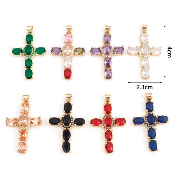 1 Piece Copper Religious Cross Pendants Gold Color Metal Charms For DIY Making Necklace Bracelets Jewelry Findings 4cm x 2.3cm - Image 15