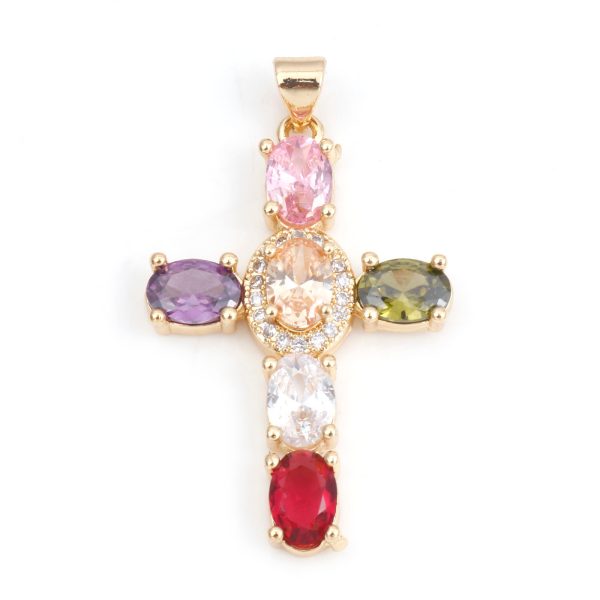 1 Piece Copper Religious Cross Pendants Gold Color Metal Charms For DIY Making Necklace Bracelets Jewelry Findings 4cm x 2.3cm - Image 27